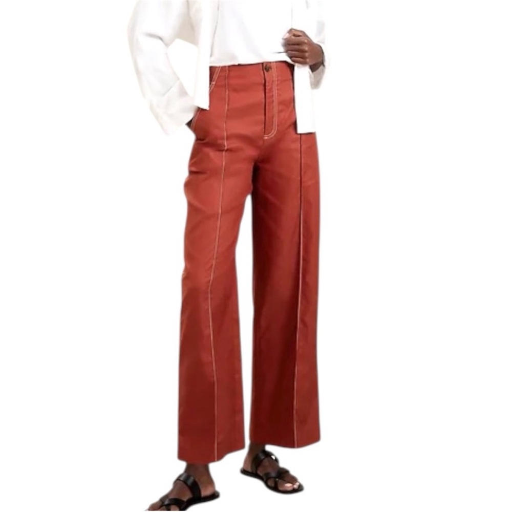 Banana Republic Women’s Wide Straight-Leg Twill Painters Pants Size 14 Red Clay